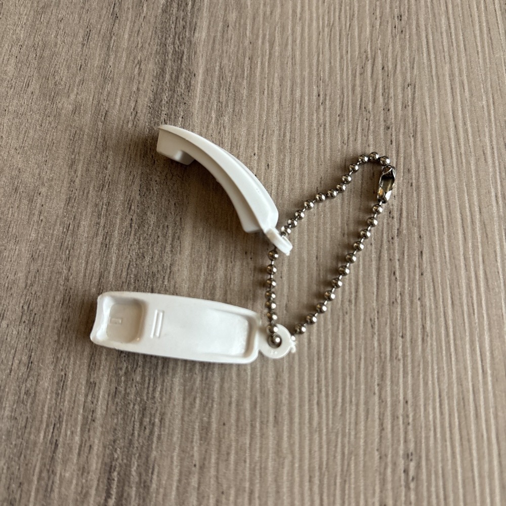 Vtg Plastic Mini White Trimline Telephone Bell Promo Key Chain 1960-70s HK